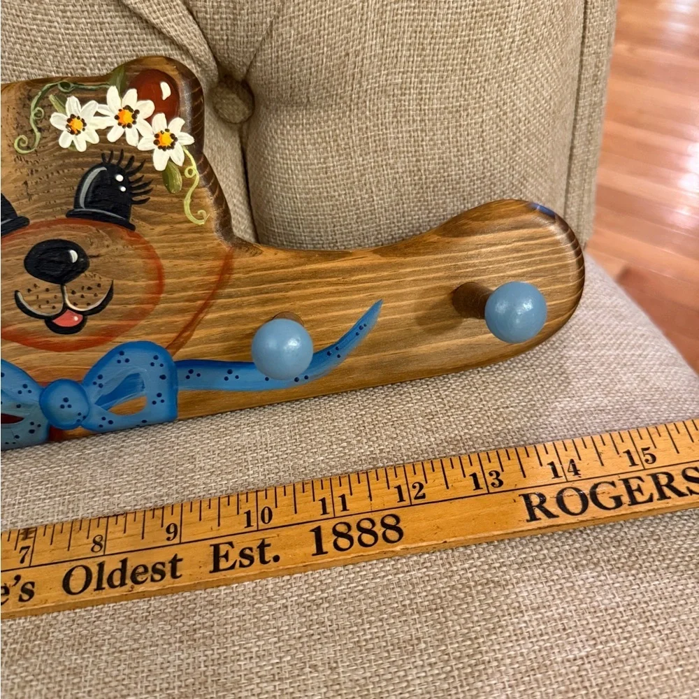 Charming Bear Wall Hook with Blue Accents cottage